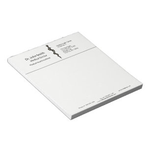 Simple Medical Asclepius Black White Professional Notepad