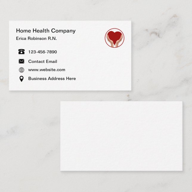 Simple Medical Home Health Business Cards (Front/Back)