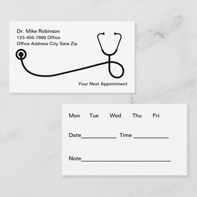 Simple Medical Office Appointment Cards (Front/Back)