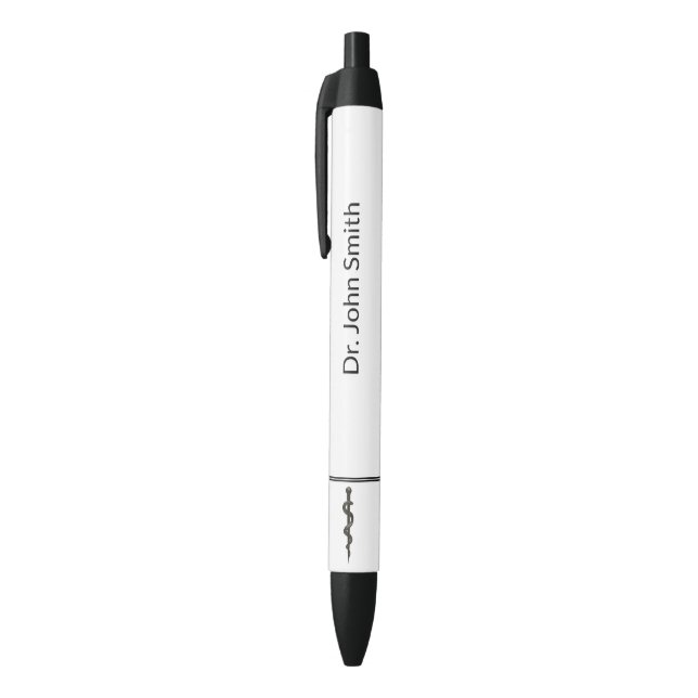 Simple Medical Professional Asclepius Black White Black Ink Pen (Top (Vertical))