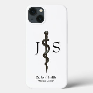 Simple Medical Professional Asclepius Black White Case-Mate iPhone Case