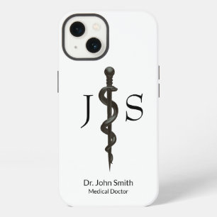 Simple Medical Professional Asclepius Black White iPhone 13 Case