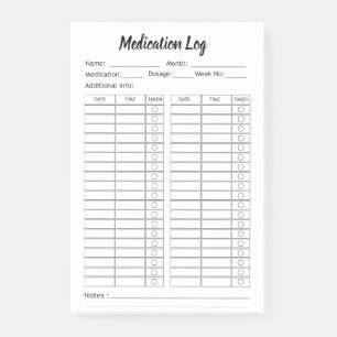 Simple Medication Check List - Personalized Post-it Notes