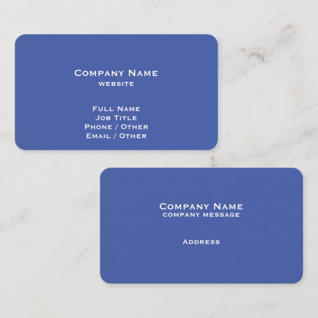 Simple Medium Blue Business Card (Front/Back)