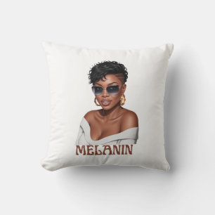 Simple melanin fashionable woman  black history  cushion