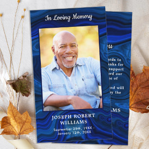 Simple Memorial Blue Marble Funeral Thank You Card