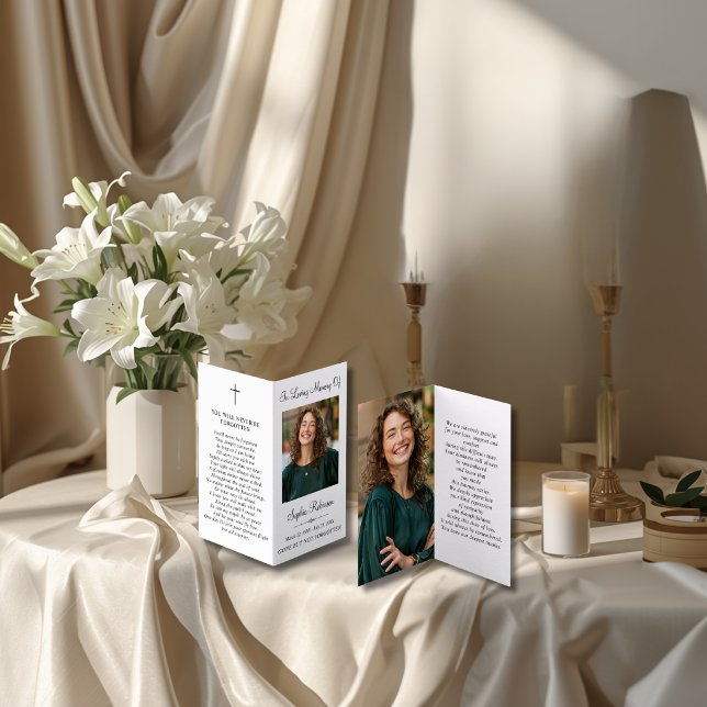 Simple Memorial Funeral 2 Photo Folder Prayer Card (Creator Uploaded)