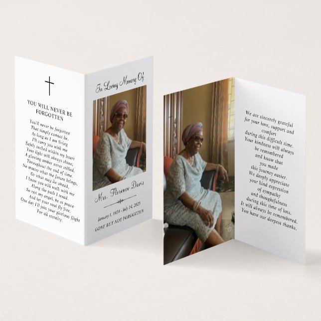 Simple Memorial Funeral Photo Folder Prayer Card (Inside and Outside)