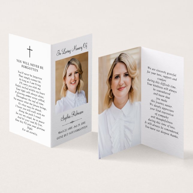 Simple Memorial Funeral Photo Folder Prayer Card (Inside and Outside)