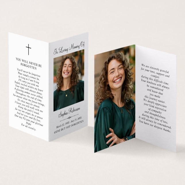 Simple Memorial Funeral Photo Folder Prayer Card (Inside and Outside)