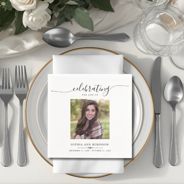 Simple Memorial Funeral Photo Napkin (Creator Uploaded)