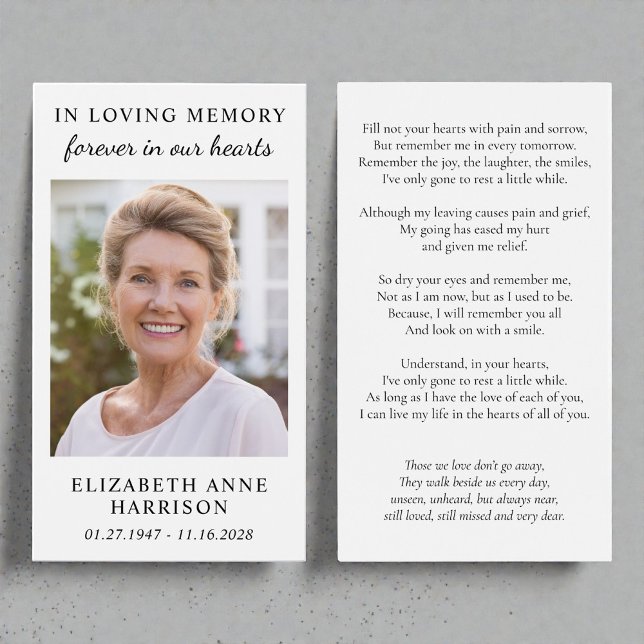 Simple Memorial Funeral Photo Prayer Card (Simple Memorial Funeral Photo Prayer Card)