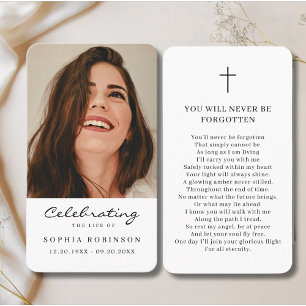 Simple Memorial Funeral Photo Prayer Card