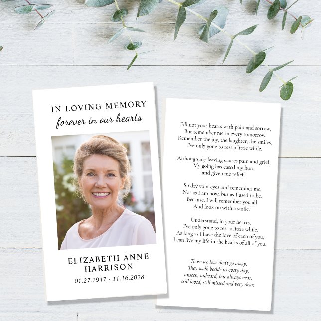 Simple Memorial Funeral Photo Prayer Card (Our elegant prayer card offers a lasting tribute to honor and remember a cherished loved one)