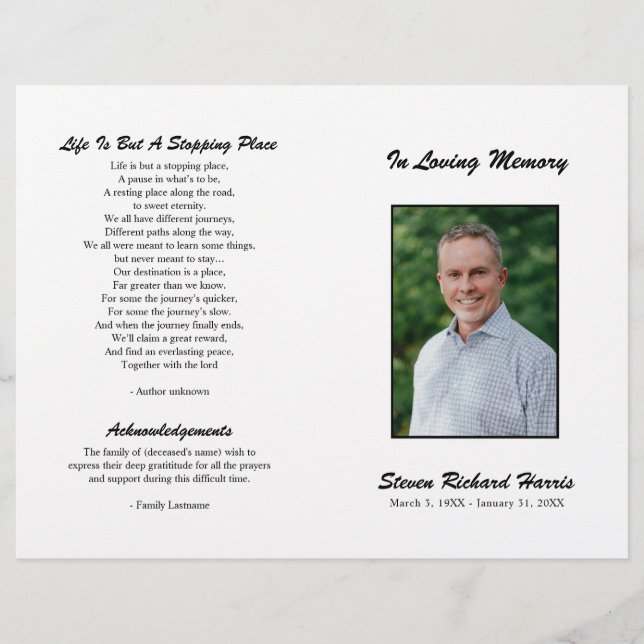Simple Memorial Funeral Program (Front)