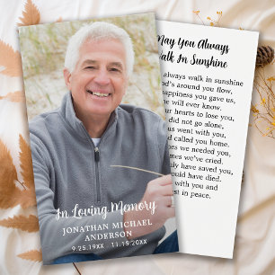 Simple Memorial Modern Photo Funeral Prayer Cards
