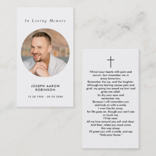 Simple Memorial Photo Sympathy Funeral Prayer Card