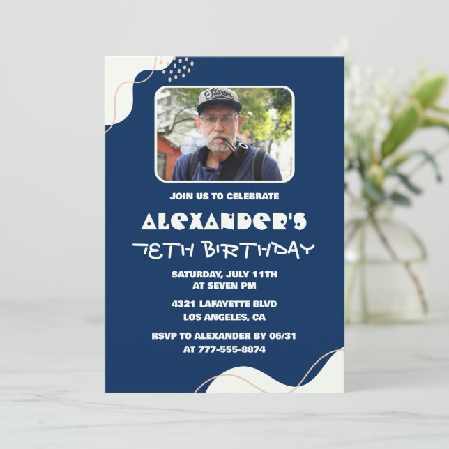Simple Men Photo 78th birthday invitations  (Standing Front)