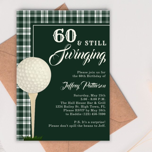 Simple Men's Golf Milestone Birthday Party Invitation (Creator Uploaded)