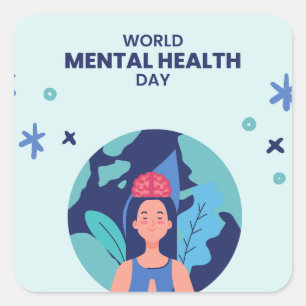 Simple Mental Health progress not perfection Square Sticker
