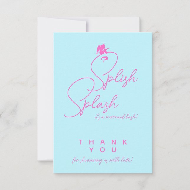 Simple Mermaid Girl Birthday Thank You Card (Front)
