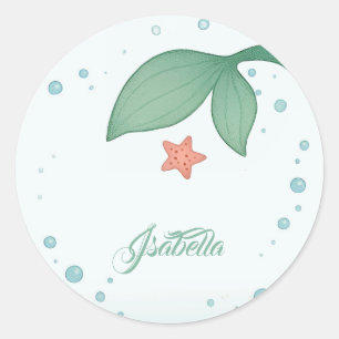 Simple mermaid's tail classic round sticker