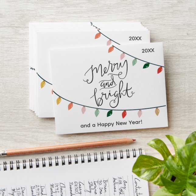 Simple Merry and Bright Christmas Lights Gift Card Envelope (Stacked)