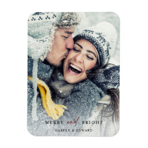Simple Merry and Bright Photo Holiday  Magnet