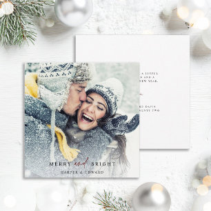 Simple Merry and Bright Photo Square Holiday Card