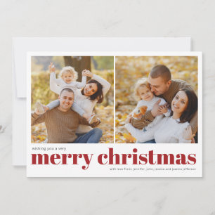 Simple Merry Christmas 2 Photo Christmas Holiday Card