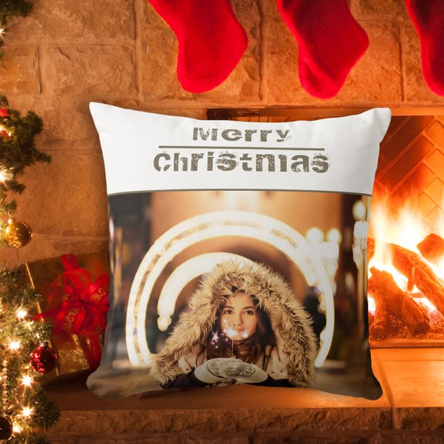 Simple Merry Christmas 2 Photo Cushion (Creator Uploaded)