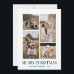 Simple Merry Christmas 4 Photo Collage | GREEN Holiday Card<br><div class="desc">Send your holiday greetings this Winter Holiday season with our minimalist and stylish holiday card, featuring a stunning 4-photo collage on the front and a striking "Merry Christmas" message in modern green typography with retro vibes. Personalise the front of the card with your own photos and name for a truly...</div>