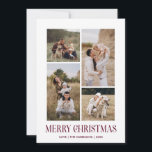 Simple Merry Christmas 4 Photo Collage | PLUM Holiday Card<br><div class="desc">Send your holiday greetings this Winter Holiday season with our minimalist and stylish holiday card, featuring a stunning 4-photo collage on the front and a striking "Merry Christmas" message in modern DEEP WINTER PLUM typography with retro vibes. Personalise the front of the card with your own photos and name for...</div>