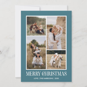 Simple Merry Christmas 4 Photo Collage SEA Holiday Card