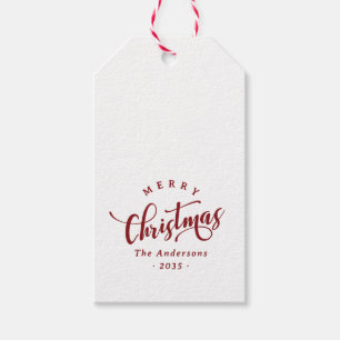 Simple Merry Christmas Calligraphy Script Gift Tags