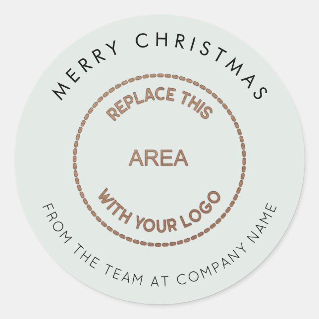 Simple Merry Christmas Company Logo Powder Blue Classic Round Sticker (Front)