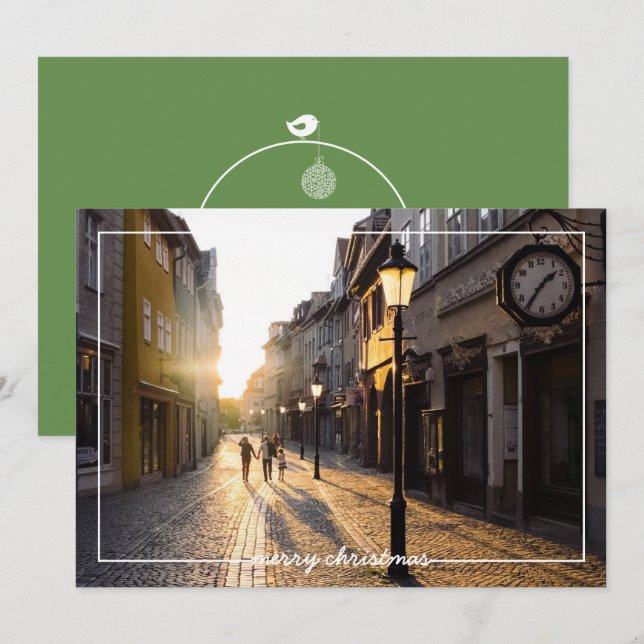 Simple Merry Christmas Frame Overlay Photo Card (Front/Back)