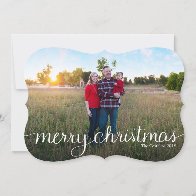 Simple Merry Christmas Full Bleed Photo 2 Holiday Card (Front)