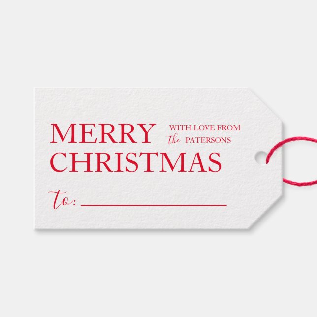 Simple Merry Christmas Gift Present Tags (Front (Horizontal))