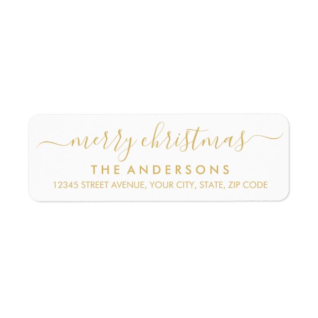 Simple Merry Christmas Gold Modern Script Holiday (Front)