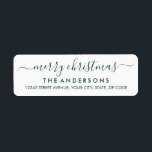 Simple Merry Christmas Green Modern Script Holiday<br><div class="desc">Simple Modern Green Merry Christmas Script Holiday Return Address Label</div>