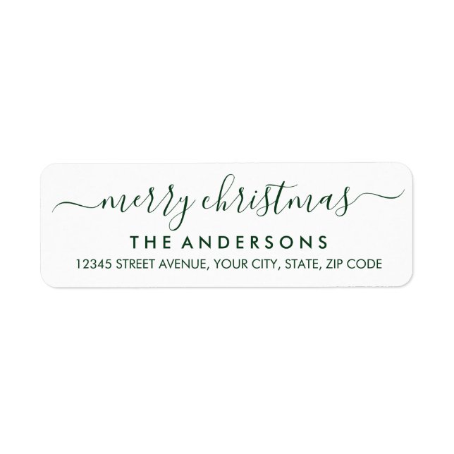 Simple Merry Christmas Green Modern Script Holiday (Front)