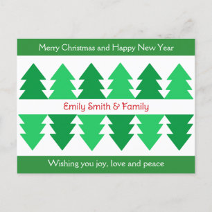 Simple Merry Christmas Green Tree Design Holiday Postcard