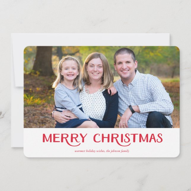Simple Merry Christmas Holiday Photo Card (Front)