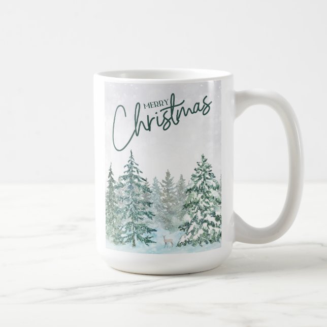 Simple Merry Christmas Message Deer In The Woods Coffee Mug (Right)