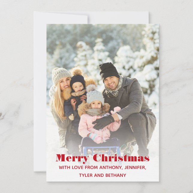Simple Merry Christmas Message Photo Holiday (Front)