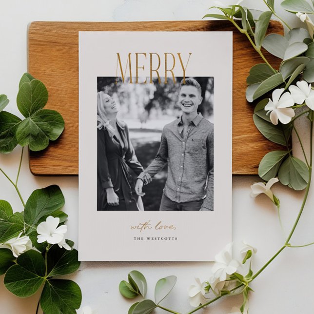 Simple Merry Christmas Minimal Holiday Photo Card  (Creator Uploaded)