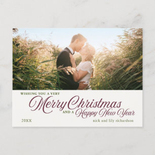 Simple Merry Christmas One Photo Custom Postcard