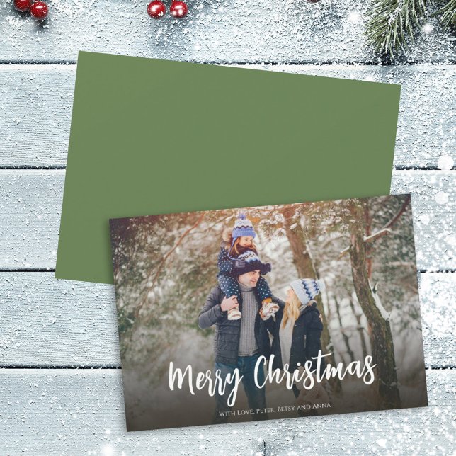 Simple Merry Christmas One Photo Script Holiday Card (Creator Uploaded)