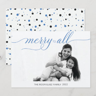 Simple Merry Christmas Photo Cobalt Blue Holiday Card